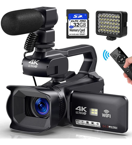 4k Cámara Ultra Hd Videocámaras 64mp Wifi App Cámara