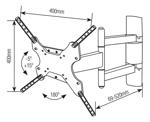 Suporte Brasforma SBRP145 de parede para TV/Monitor de 23" até 75" preto