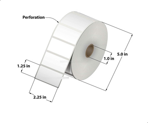 Imagen 1 de 3 de Rollo Etiquetas Zebra 2.25 X 1.25 (5.7 X 3.2 Cm) 2100 Unid