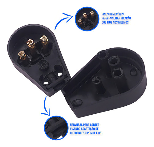Kit 20 Plug Macho 20a 2p+t 90º 250v Ilumi Para Cabo Gigante Cor Preto