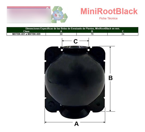 Acodos E Enraizamiento, Mxtbk-009, 25pzas, 5cm Ø, Negro, Cor