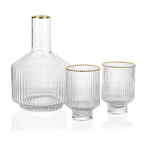 Carafe De Agua Farmhouse Con 2 Vasos De Cristal