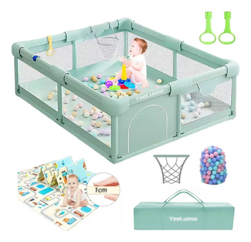 Yeelusso Corralito Plegable Para Bebe Accesorios Corrales De Juegos Verde