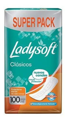 Imagen 1 de 3 de Protectores Diarios Ladysoft Clasico X100 Unidades
