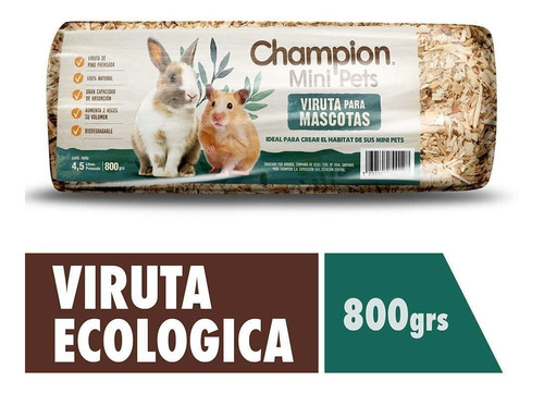 Viruta Vegetal Premium Para Mascotas Champion 800gr Mp