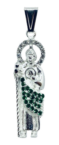 Dije De San Judas Tadeo Piedra Verde Chico (deperlá Plata)