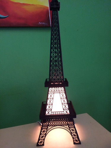 Lampara Velador Con Luz De Noche Torre Eiffel 64cm