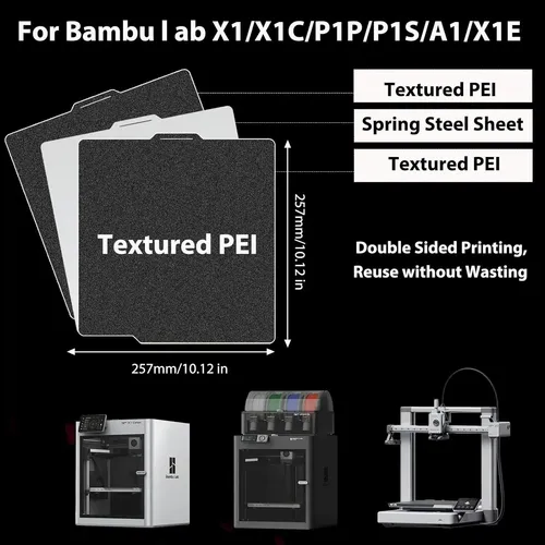 Placa Pei Dupla Face Para Bambu Lab X1 X1c X1e P1p P1s A1