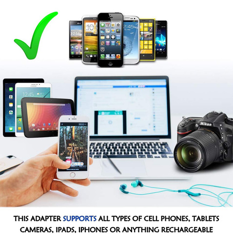 Adaptador De Viaje: Enchufe Ceptics, Tipo C, Europa, Turquía