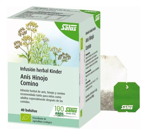 Infusion Herbal Kinder Anís Hinojo Comino 40 Bolsitas Salus