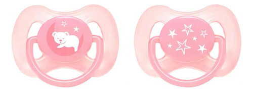 Kit 2 Chupetas Comfort Ursinho Silicone Ultra Soft Rosa Buba Cor Urso Rosa - Tam 1