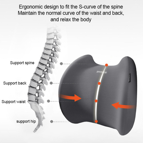 Cojín De Asiento Con Soporte Lumbar, Espuma Viscoelástica Ta