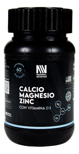 Natural Nutrition Calcio Magnesio Zinc D3 Suplemento 60c