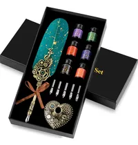 Comprar Juego De Tinta Plumas Con Bolígrafo Y 6 Tintas De Colores