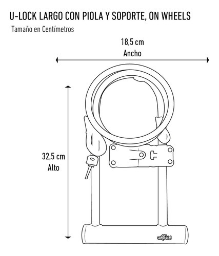 Candado U-lock Onwheels Largo Con Piola Y Soporte - Azul