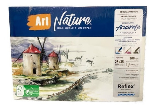 Block Plantec Art Nature 25x35 300g 20 Hojas Arte Acuarela 