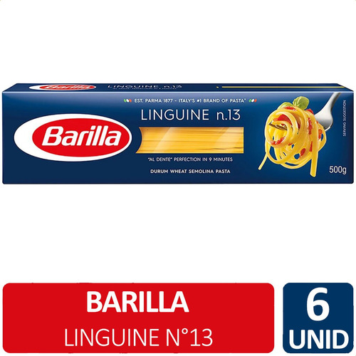 Imagen 1 de 7 de Fideos Linguine Bavette N°13 Barilla Pasta Italiana Pack X6