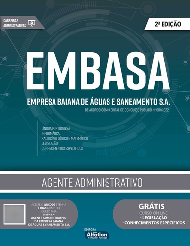 Agente Administrativo - Empresa Baiana De Águas E Saneamento Sa - Embasa, De Equipe Alfacon. Editora Alfacon, Capa Mole Em Português