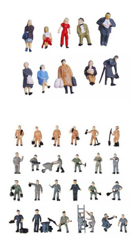24PCS Mini Figuras de Personas Figuras para Modelos de Trenes Figuras de Personas de Trenes 1:87 Escala HO de Pose de pie Pintada para Modelo de Tren en Miniatura 