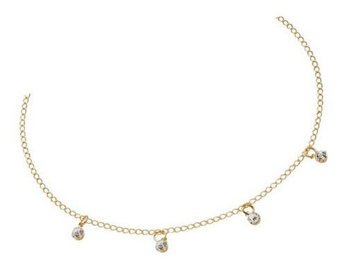 Choker Dourada Pedrinhas Cristal