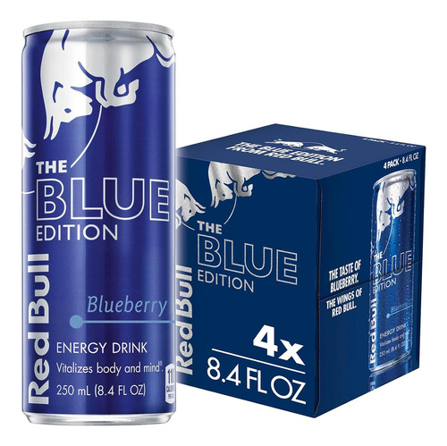 Blueberry Blue Edition Energy Drink, Latas De 8.4 Oz Líquida