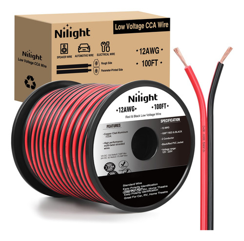 Cable Eléctrico De Aluminio Revestido De Cobre 100 Pies 12 A Color De La Cubierta
