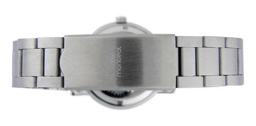 Reloj Montreal Hombre Ml634 100% Acero Doble Calendario Malla Plateado Bisel Plateado Fondo Gris