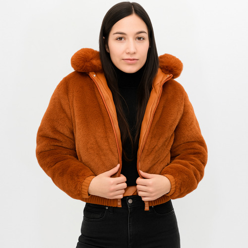 Campera Puffer Mujer Capucha Desmontable Piel Reversible