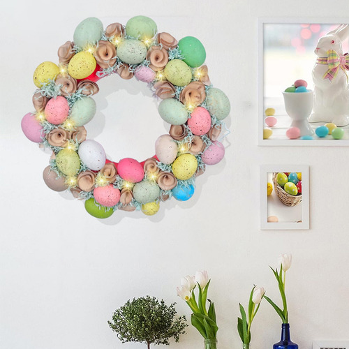Y Spring Easter Colorida Corona De Huevos A Cuadros Para Pue