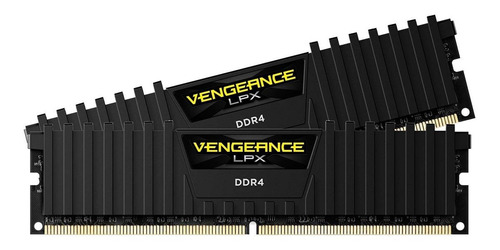 Memoria RAM Vengeance LPX gamer color negro 16GB 2 Corsair CMK16GX4M2B3200C16