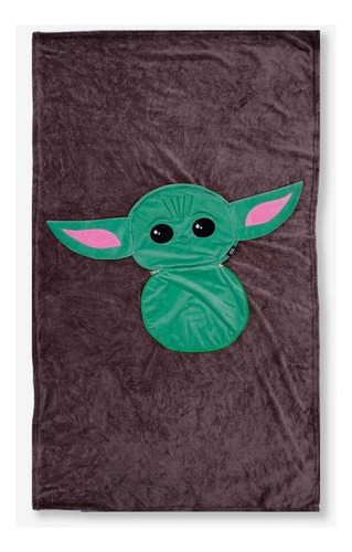 Almofada 2 Em 1 Com Zíper Vira Manta Ao Abrir Personagens Cor Verde-claro Desenho Do Tecido Baby Yoda