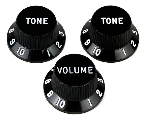 Kit 3 Knob Gotoh P/ Guitarra Stratocaster Tone Volume Preto