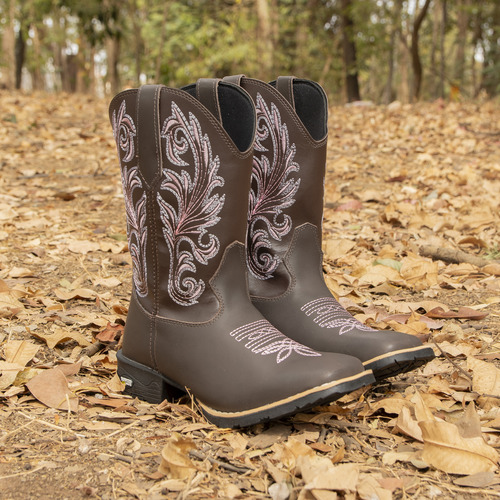 Bota Texana Feminina Botina Bico Quadrado Macia Confortável