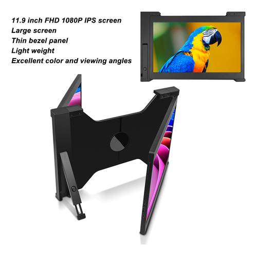 Extensor De Pantalla Dual Externo De 11.9 Pulgadas Fhd Ips H