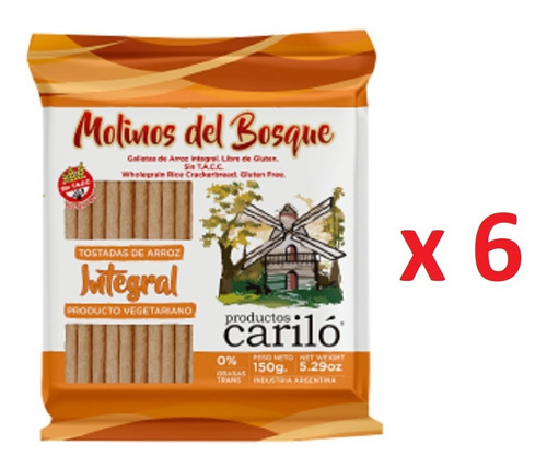 6 X Tostadas Arroz Integrales Carilo Molinos Del Bosque - Dw