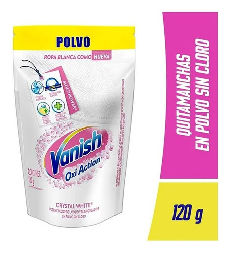 8 Pzas Quitamanchas En Polvo Vanish Oxi Action Crystal White