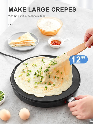 Máquina Para Crepes Compacta, 12 Pulgadas Y Control De Tempe