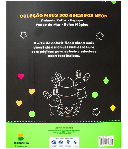 Meus 500 Adesivos Neon: Animais Fofos