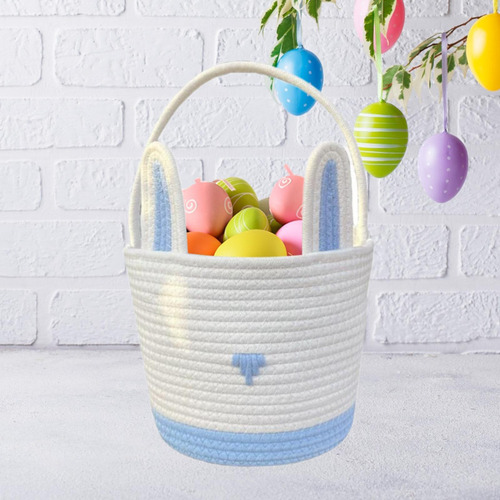 Canasta De Pascua Bolsa De Huevos De Pascua Cuerda Tejida
