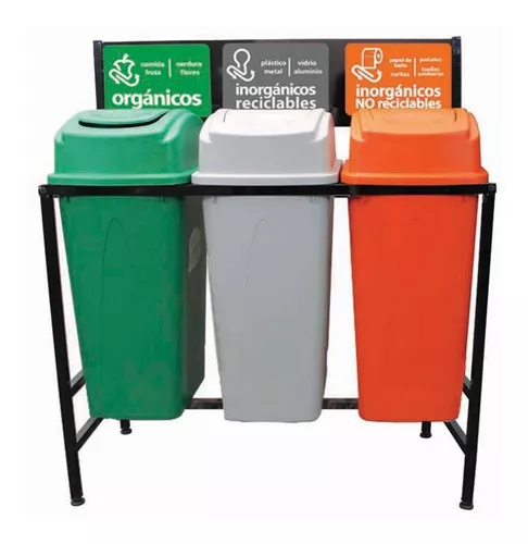 Estación de reciclaje para exterior 3 contenedores