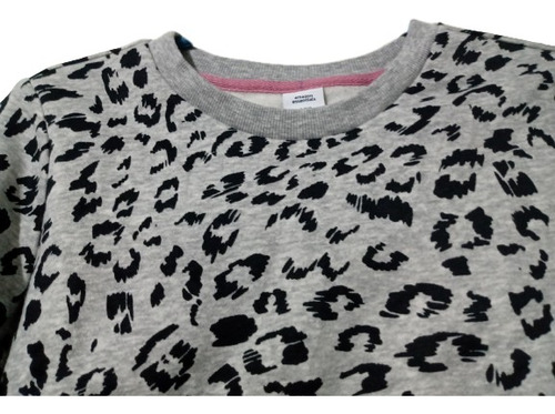 Sudadera Ligera De Niña, Talla L (12), Color Leopardo Gris