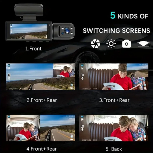 Cámara De Tablero Doble Cámara 1080p Marca Modelo Nocturna