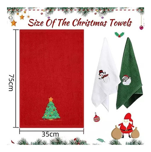 Toallas De Mano Bordadas Navideñas Para Baño Y Cocina, 6 Pie