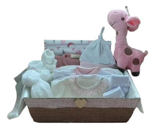 Kit Ajuar Para Bebé Niña Conjunto Set Con Peluche En Canasta