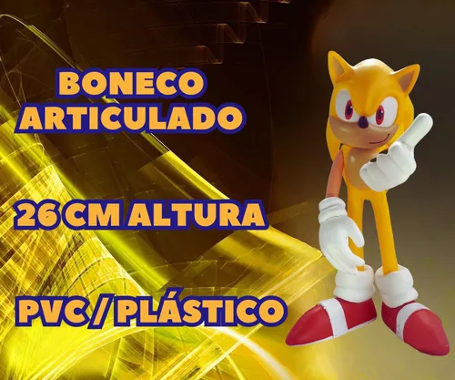 Boneco Super Sonic articulado amarelo 26 cm