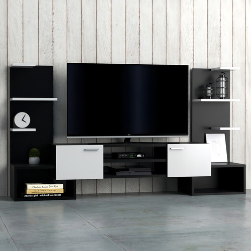 Mesa Para Lcd Led Living Rack Comedor Modular Moderno Color Negro