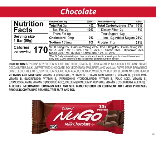 Nugo Variedad Original, Yogur De Vainilla 15 Barras Y Chocol