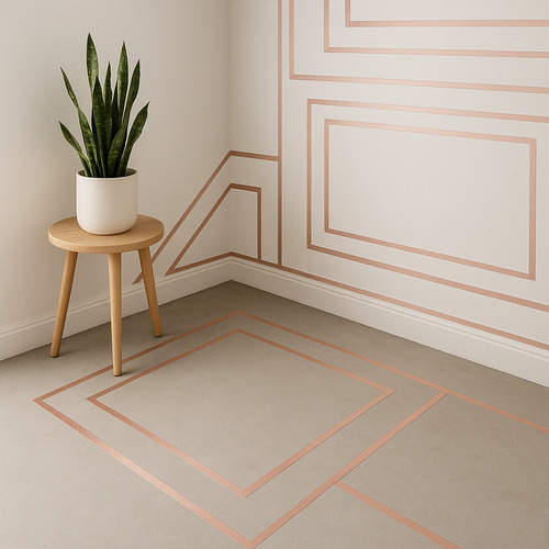 Fita Adesiva Decoração Cobre 50 Metros X 2cm Parede Piso Coral-claro 50 Metros De Fita Para Decoração Metalizada Para Paredes, Pisos, Armários, Fantasias E Afins.