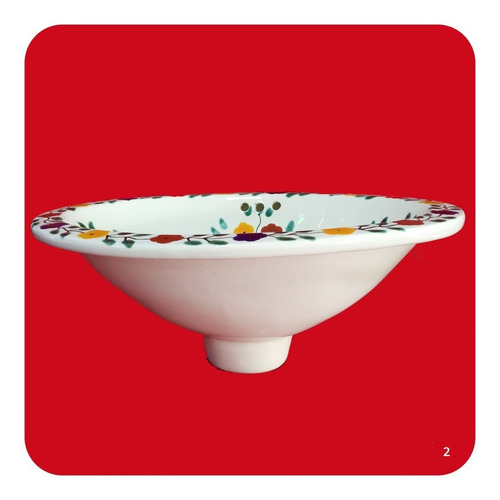 Imagen 2 de 3 de Lavabo Mini Beige De Cerámica Tipo Talavera 33x25x12 Cm M6