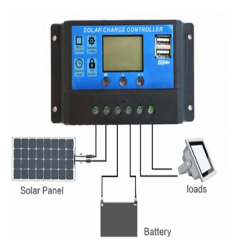 Carbest Controlador Solar 5 Pwm Automatica Regulador Lcd
